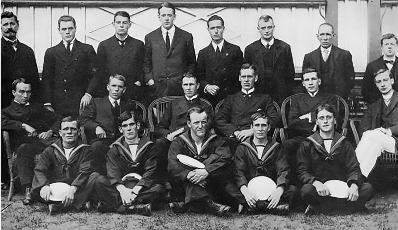 The Ross Sea Party posing for a photograph.